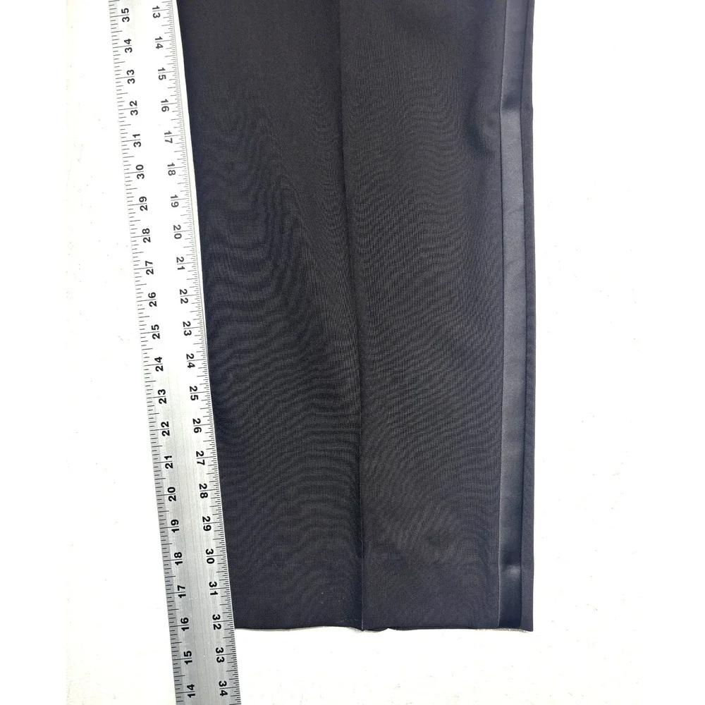 Stafford 46R 40x32 Black Tuxedo 2pc Pant Suit Wool Satin Dinner Formal Evening